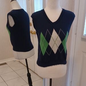 4/$60 Navy Argyle Sweater Vest - Size Small